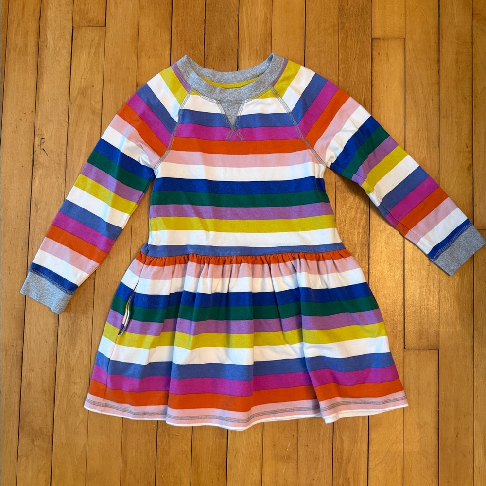 Size 7/8 mini Boden Striped long sleeved cotton dress.